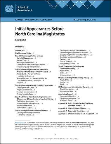 New Publication on Initial Appearances before Magistrates – North Carolina Criminal Law Blog New Publication on Initial Appearances before Magistrates – North Carolina Criminal Law Blog